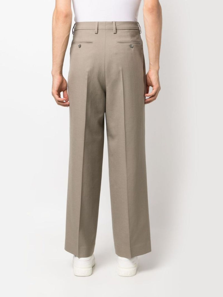 Neutral Virgin-wool Straight-leg Trousers