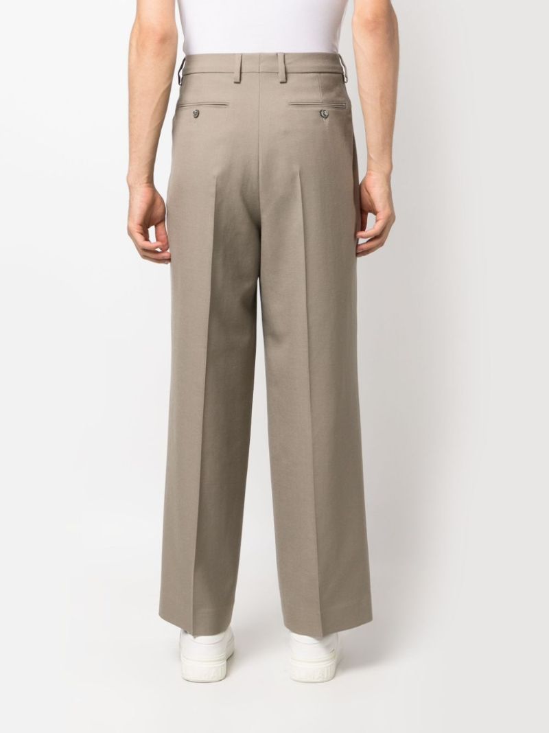 Neutral Virgin-wool Straight-leg Trousers