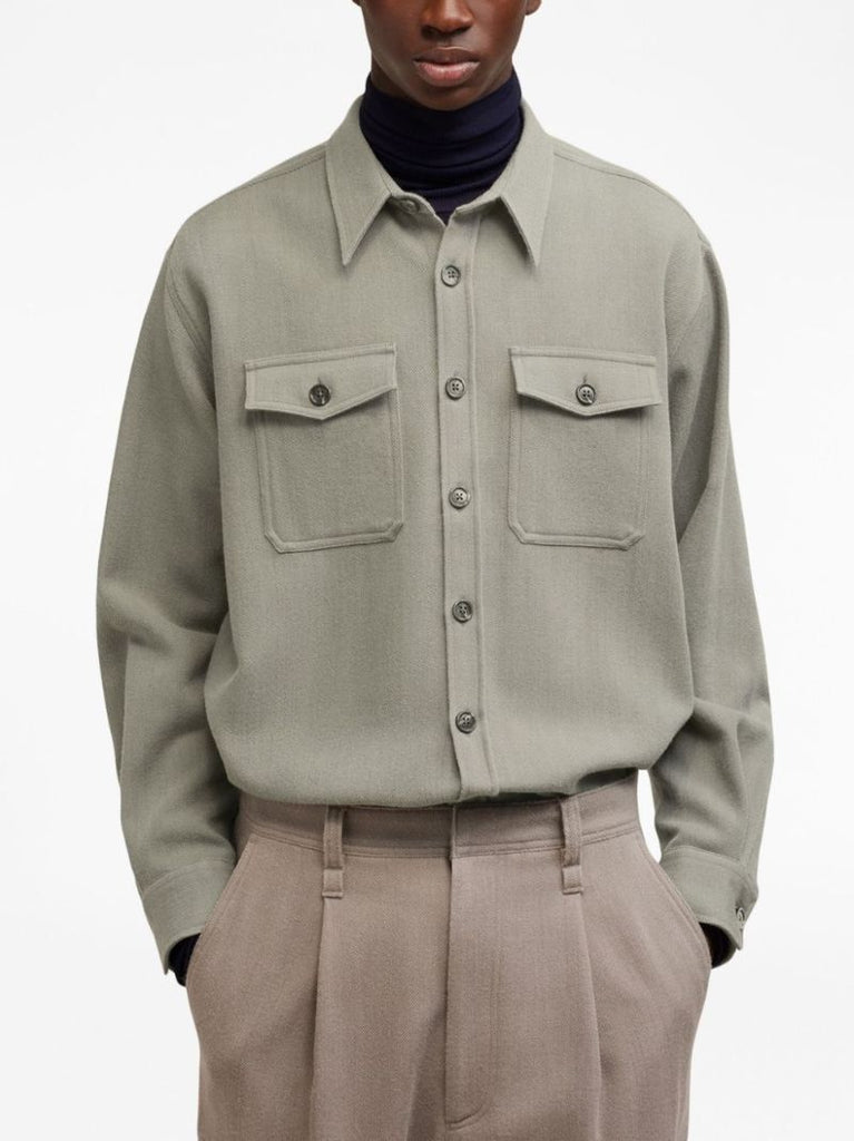 Neutral Virgin-wool Overshirt