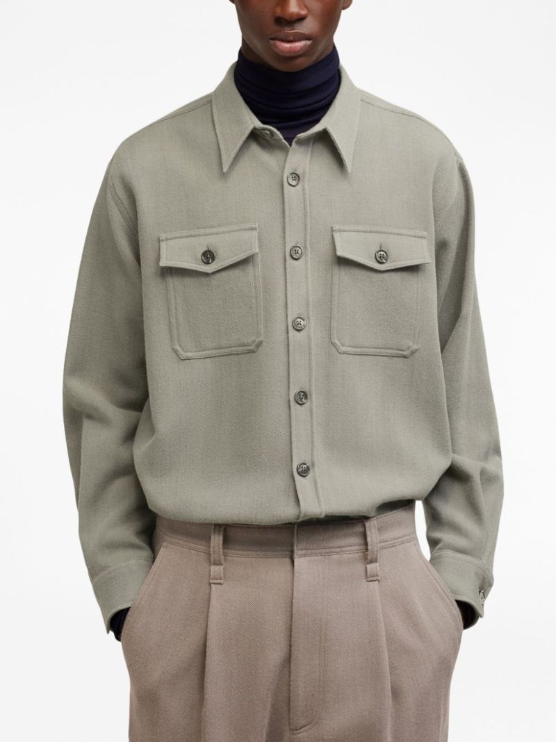 Neutral Virgin-wool Overshirt