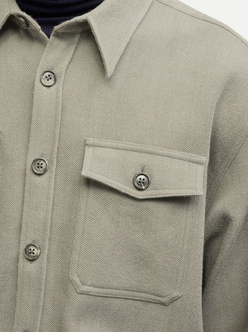 Neutral Virgin-wool Overshirt