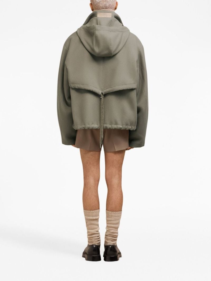 Neutral Hooded Virgin-wool Jacket