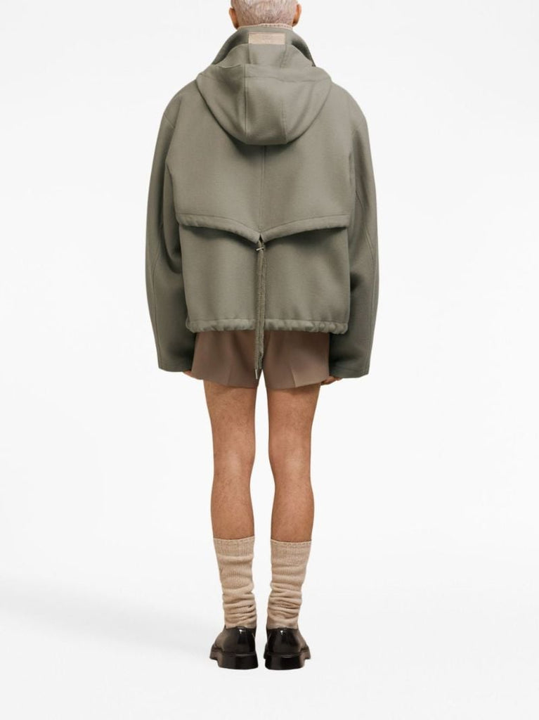 Neutral Hooded Virgin-wool Jacket