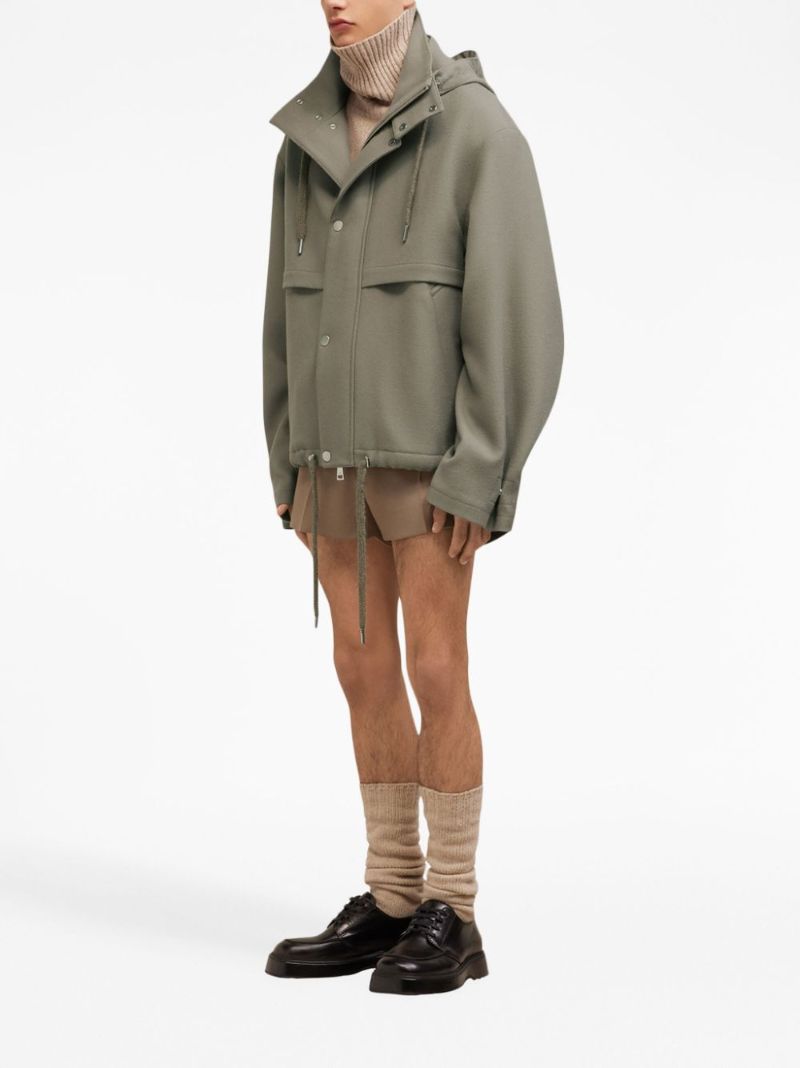Neutral Hooded Virgin-wool Jacket