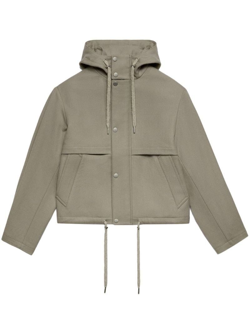Neutral Hooded Virgin-wool Jacket