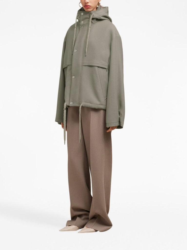 Neutral Hooded Virgin-wool Jacket