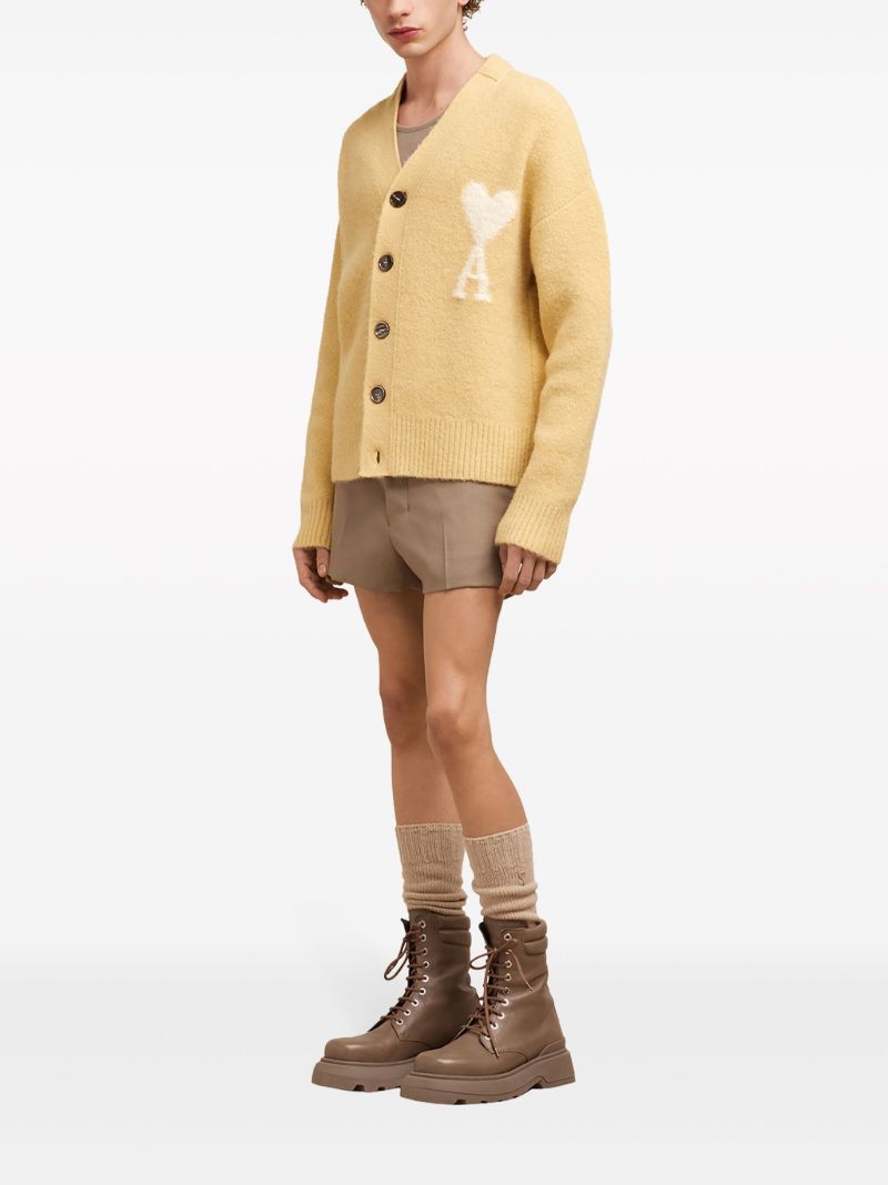 Neutral Ami De Coeur Knitted Cardigan