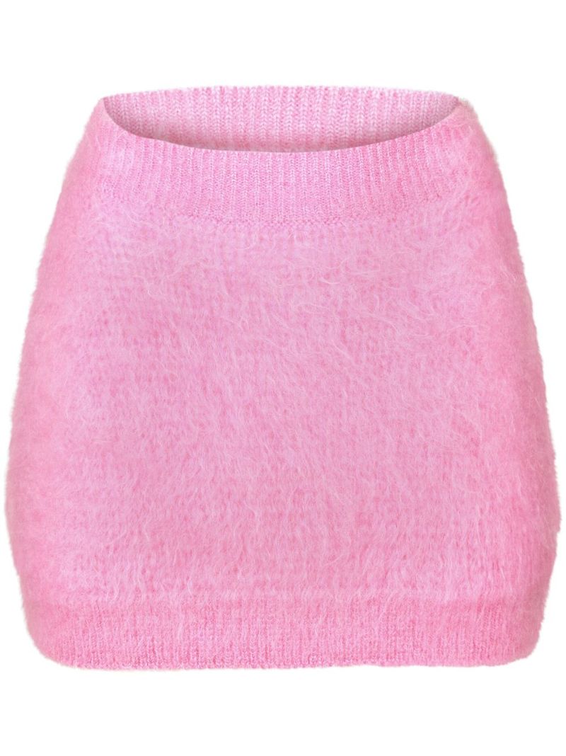 Pink Mohair-blend Mini Skirt