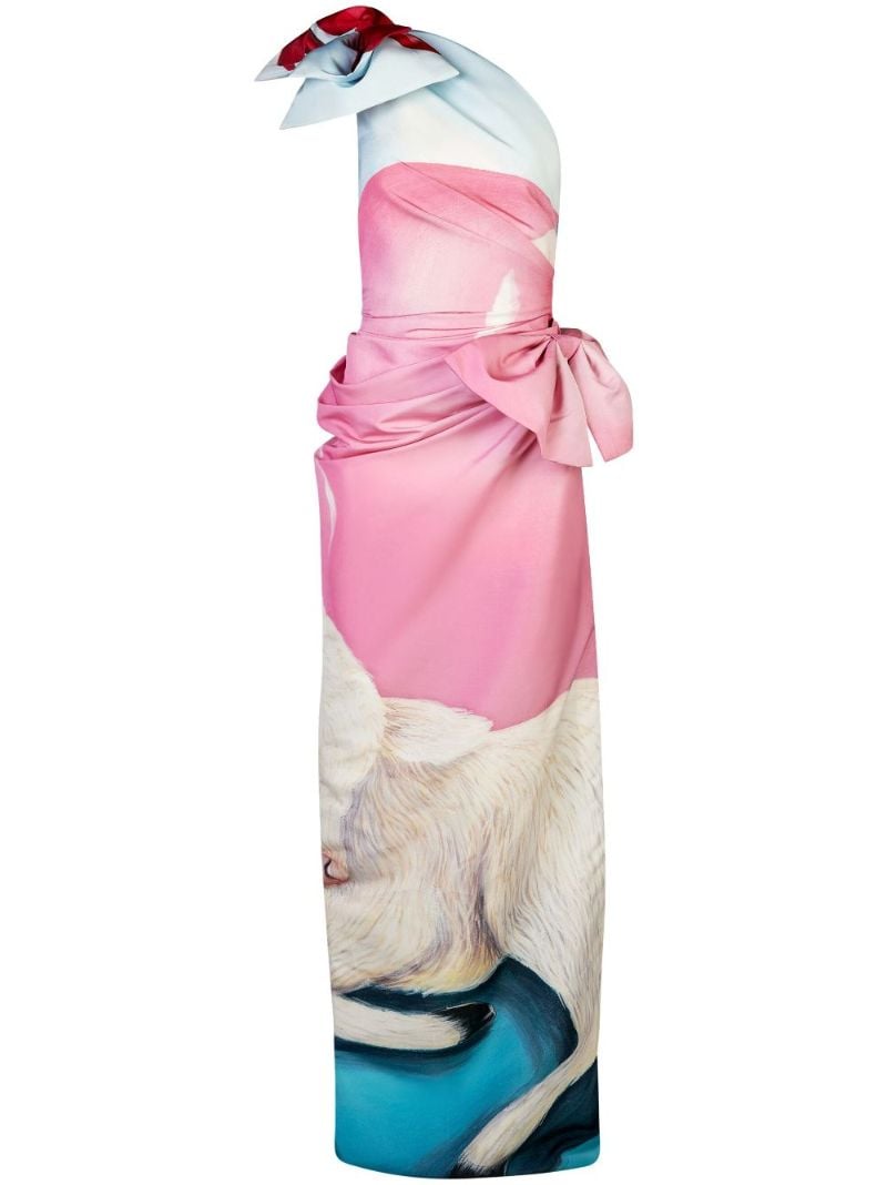 Pink Bow One-shoulder Gown