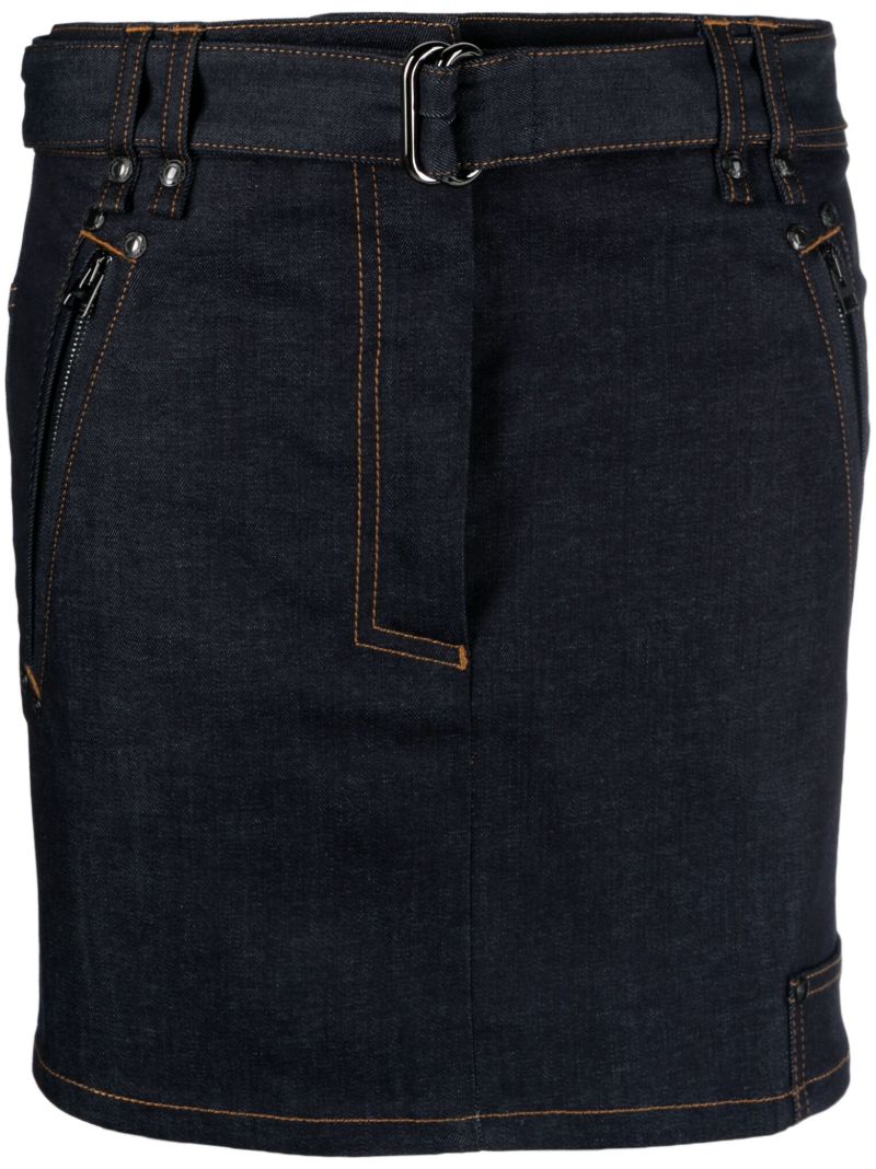 Blue Belted Denim Mini Skirt