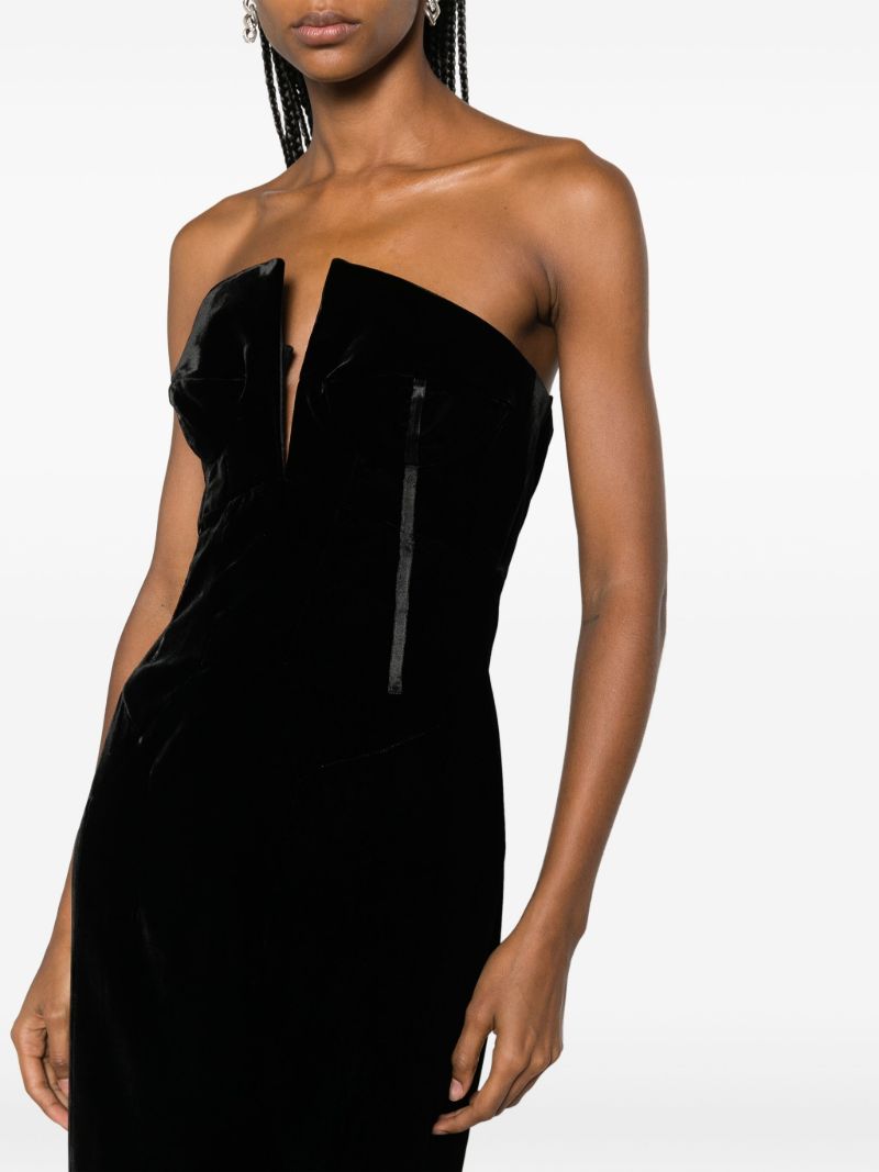 Black Strapless Velvet Gown