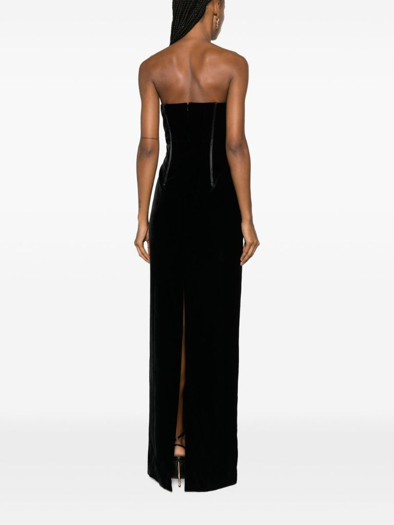 Black Strapless Velvet Gown