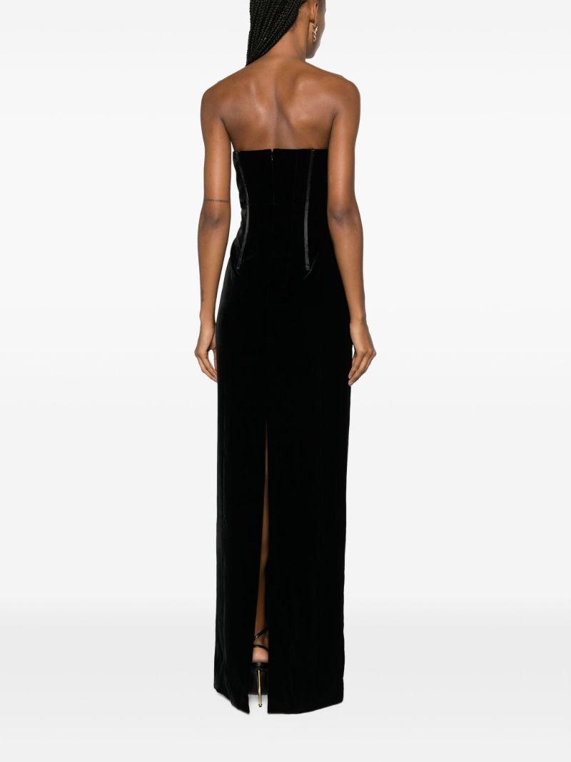 Black Strapless Velvet Gown