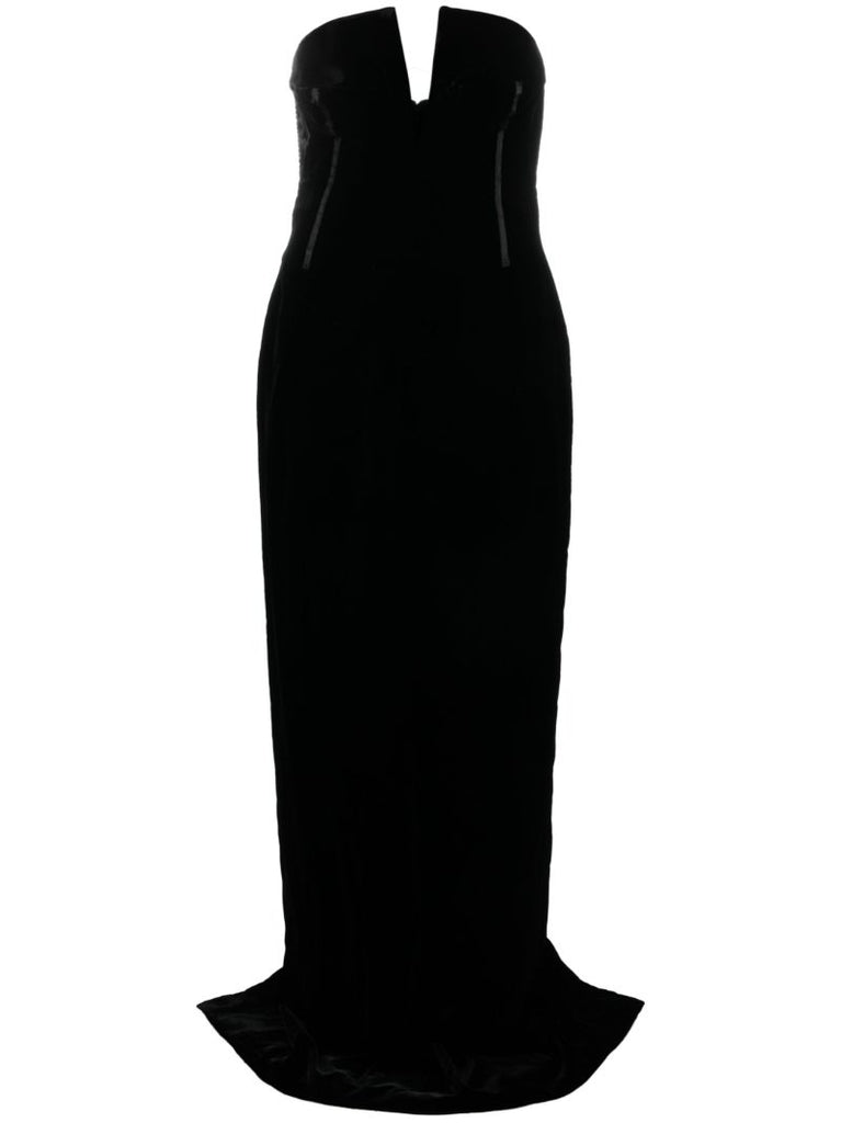 Black Strapless Velvet Gown