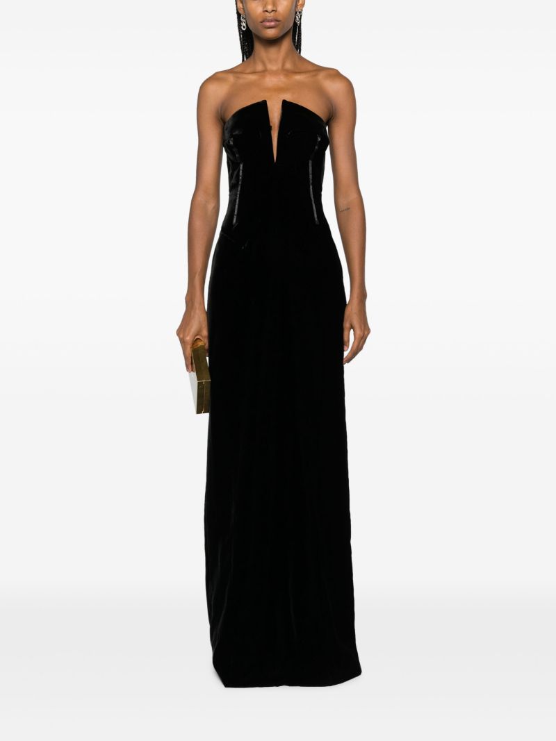 Black Strapless Velvet Gown