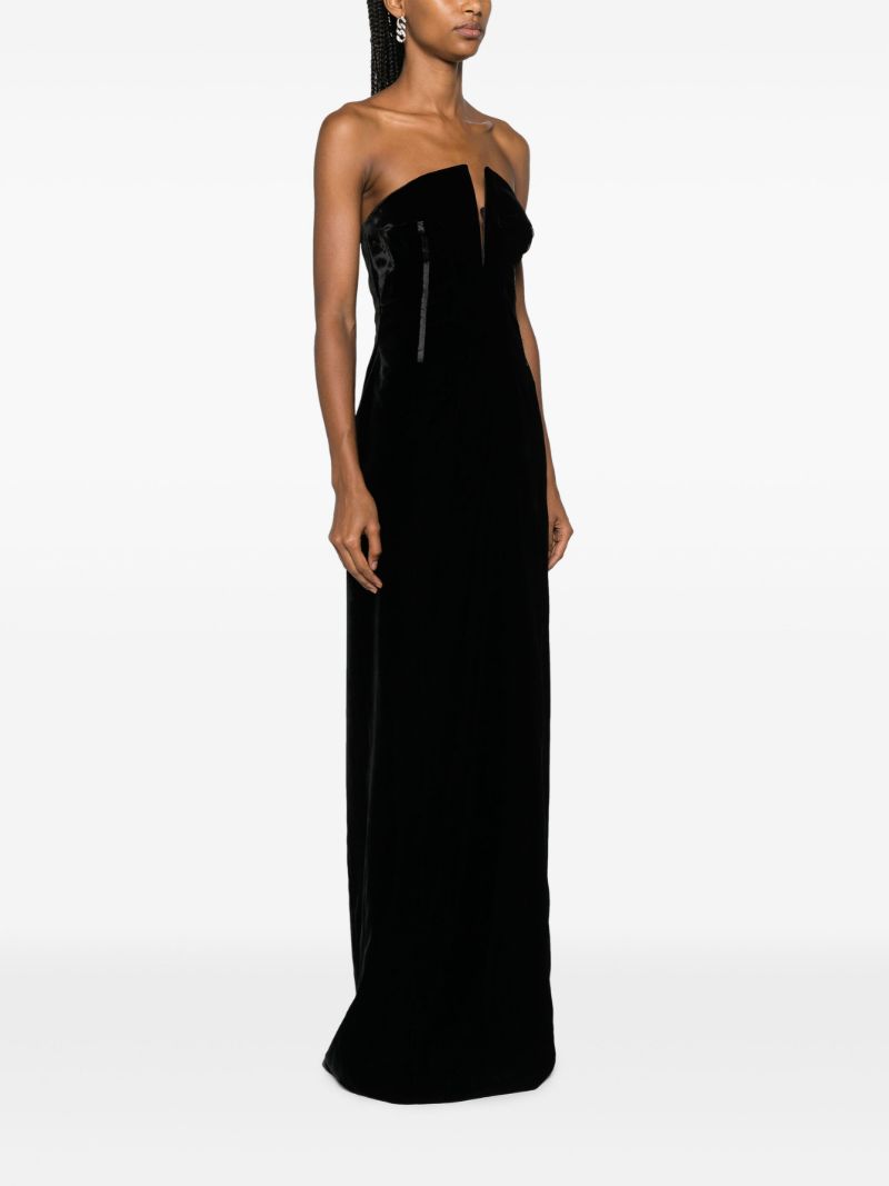 Black Strapless Velvet Gown