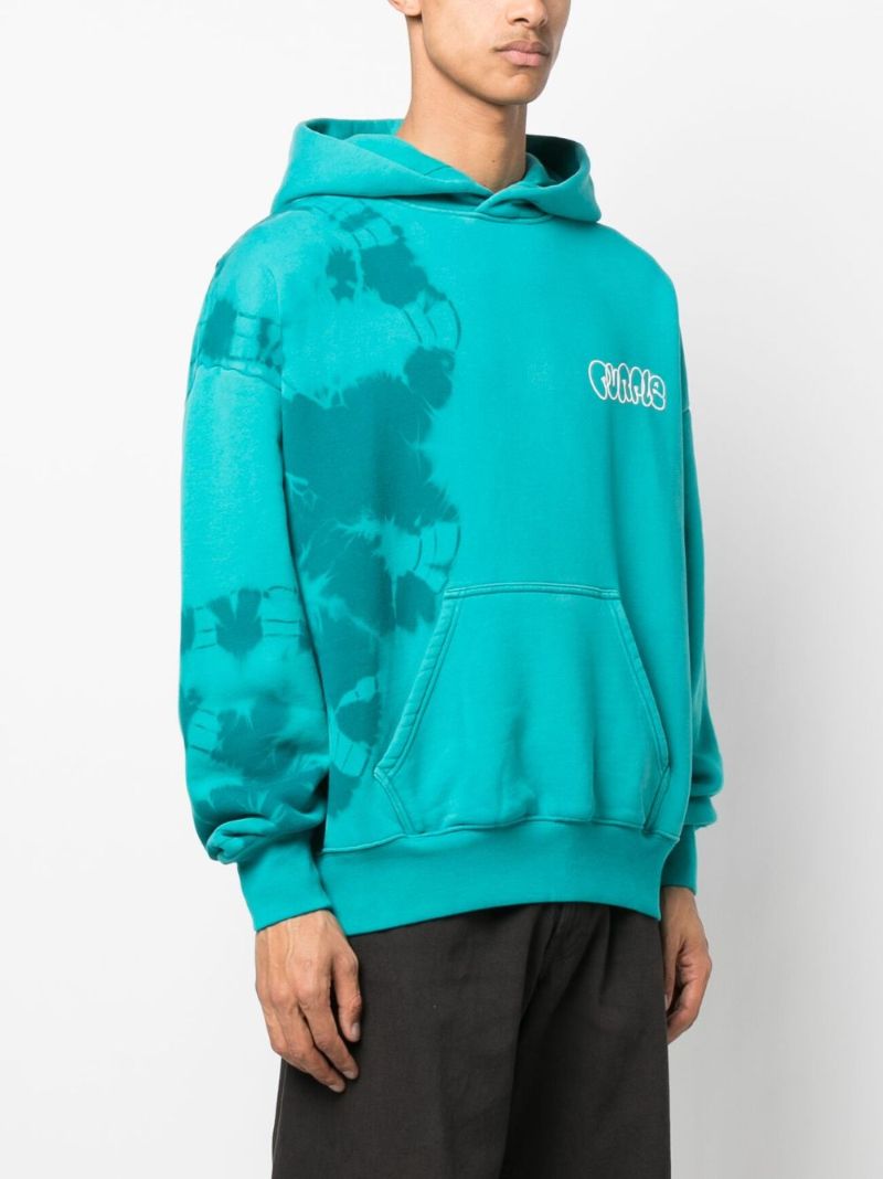 Blue Logo Print Cotton Hoodie