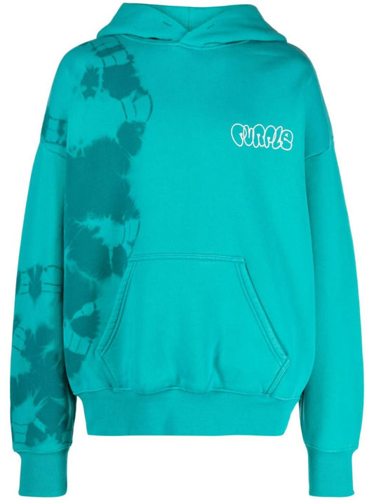Blue Logo Print Cotton Hoodie