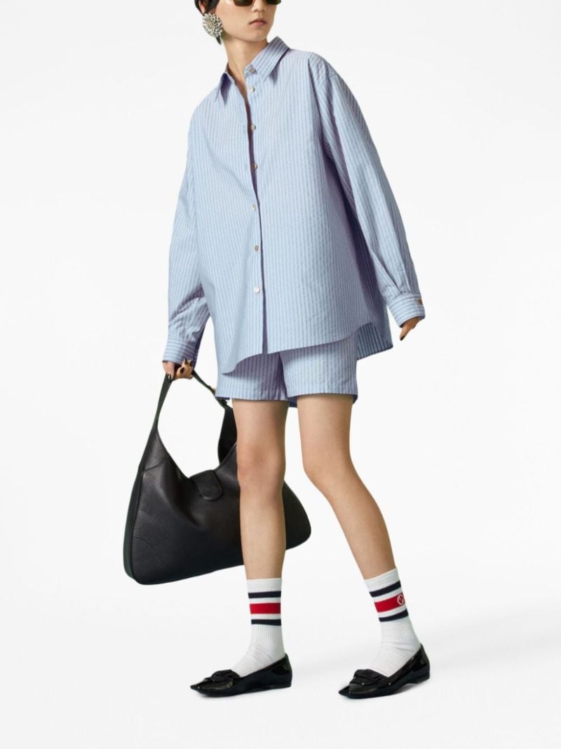 Blue Logo Striped Cotton Shirt