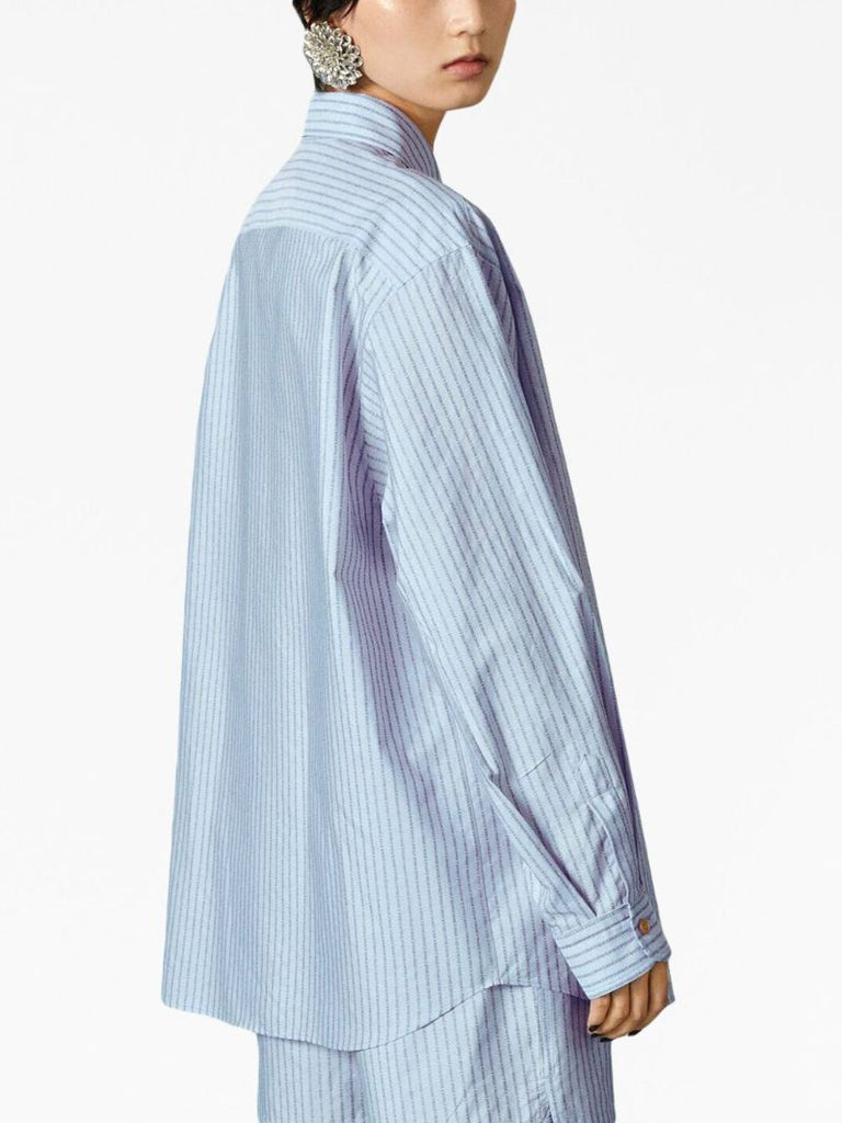 Blue Logo Striped Cotton Shirt
