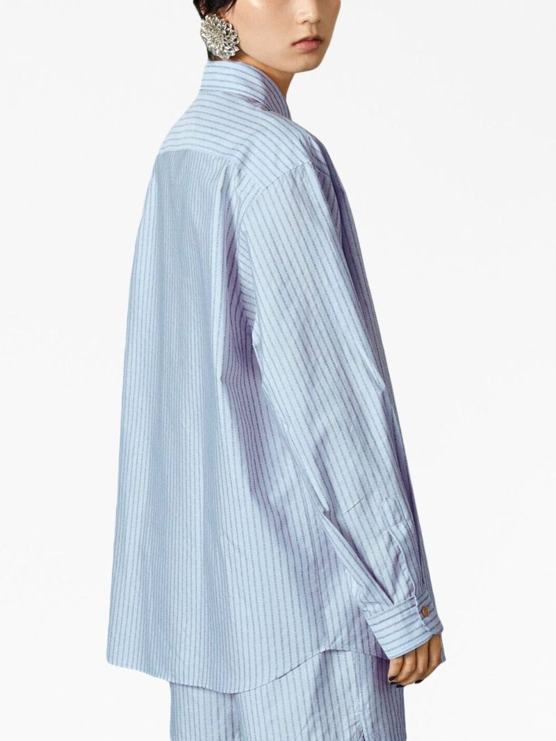 Blue Logo Striped Cotton Shirt