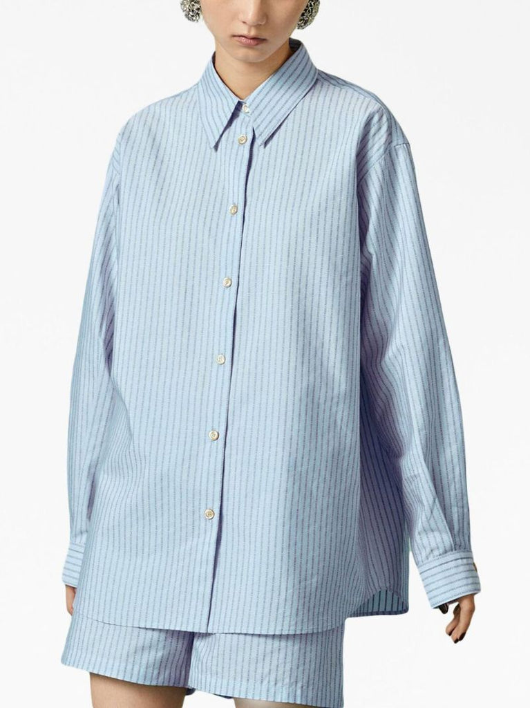 Blue Logo Striped Cotton Shirt