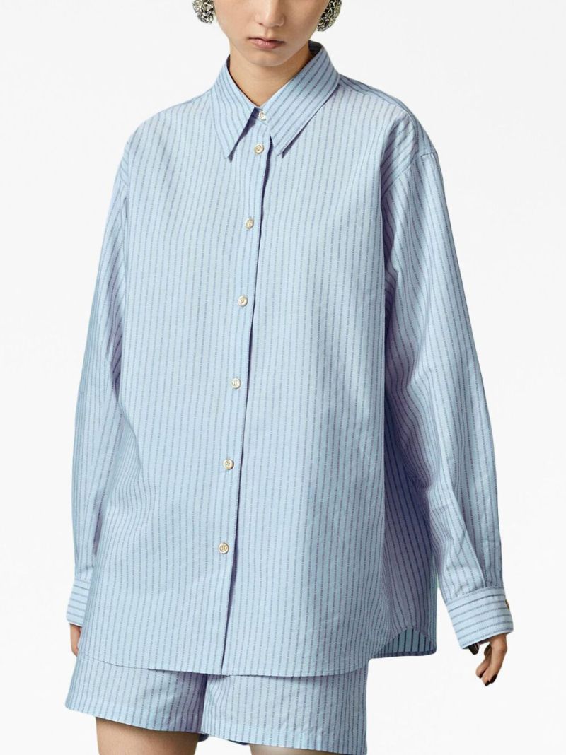Blue Logo Striped Cotton Shirt