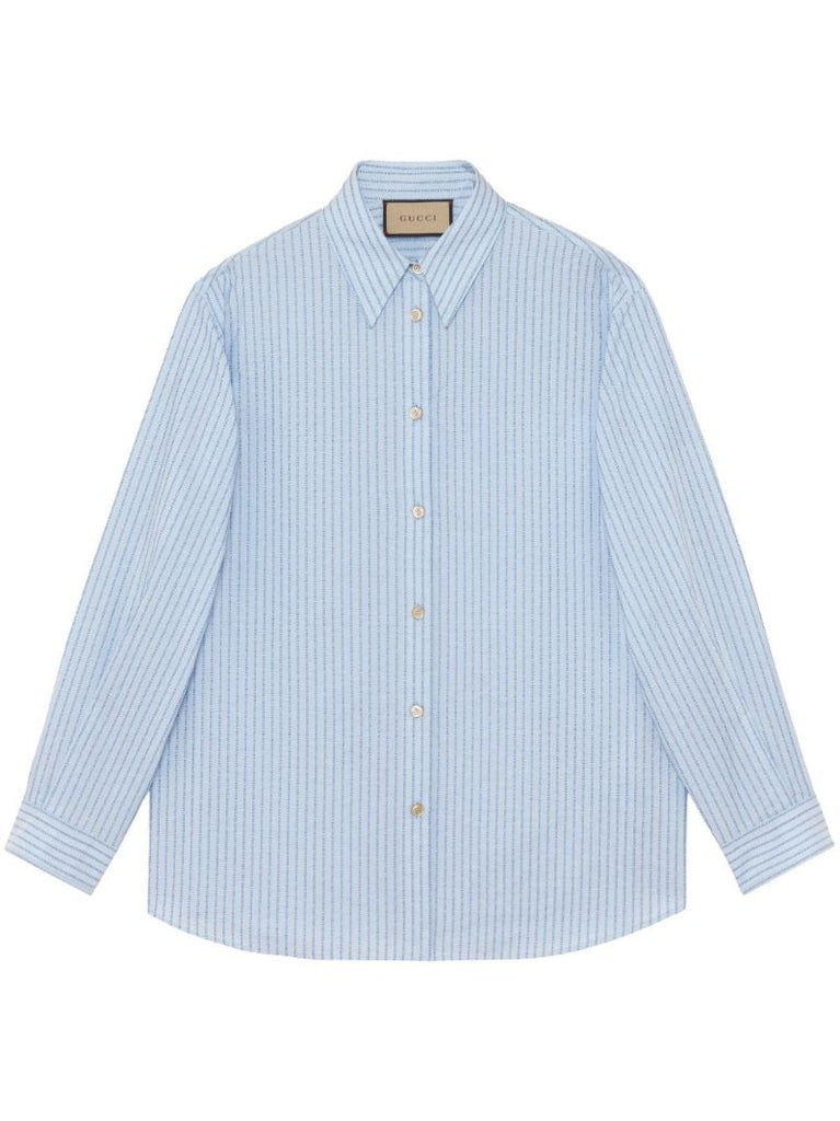 Blue Logo Striped Cotton Shirt