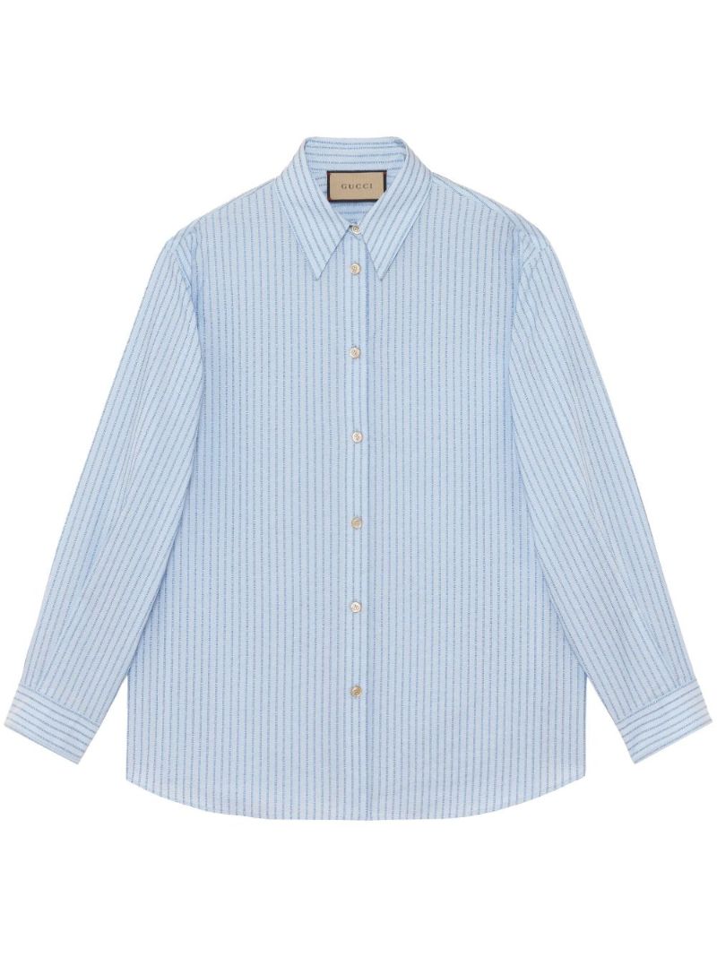Blue Logo Striped Cotton Shirt