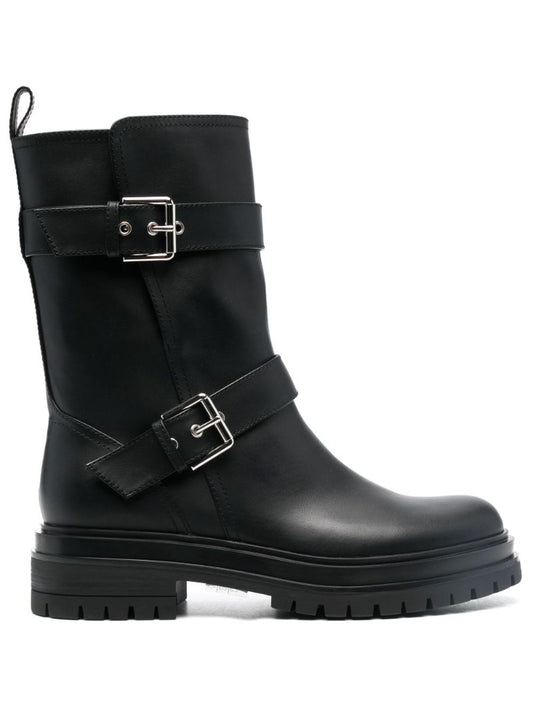 Black Amphibian Buckled Ankle Boots