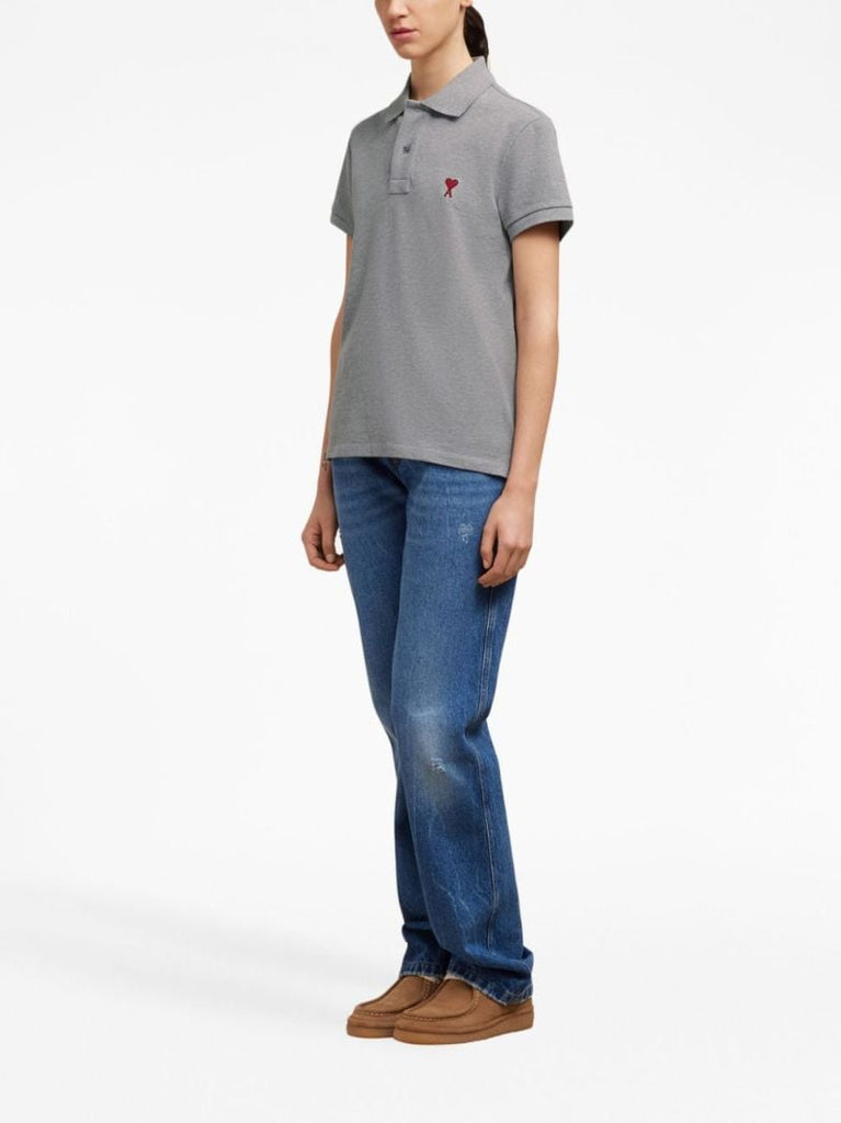 Grey Ami De Coeur Organic-cotton Polo Shirt