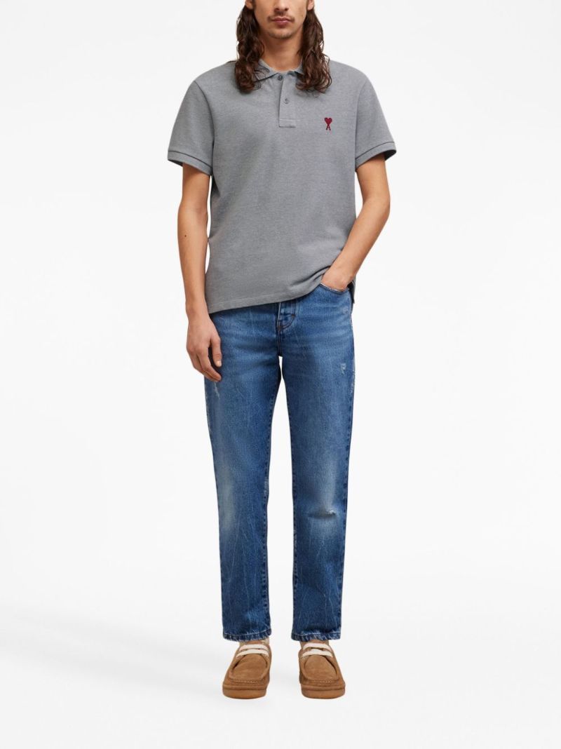 Grey Ami De Coeur Organic-cotton Polo Shirt