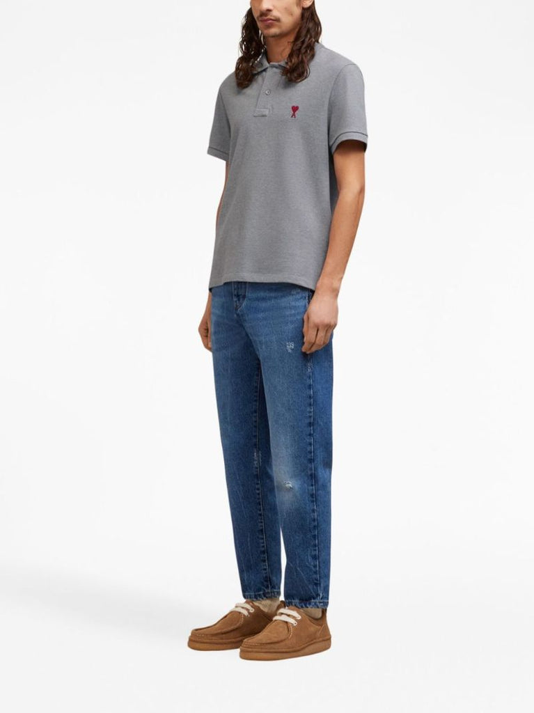 Grey Ami De Coeur Organic-cotton Polo Shirt
