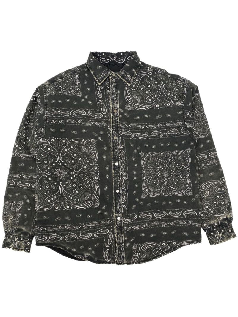 Black Bandana-print Cotton Shirt