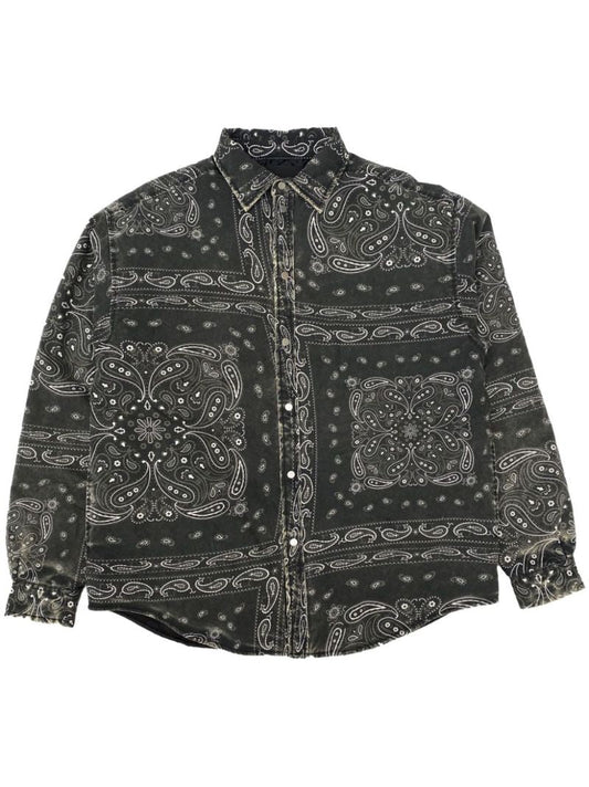 Black Bandana-print Cotton Shirt