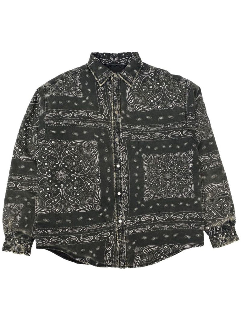 Black Bandana-print Cotton Shirt