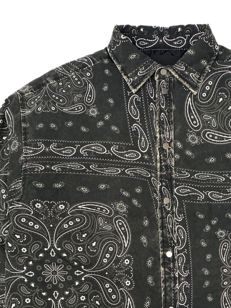 Black Bandana-print Cotton Shirt
