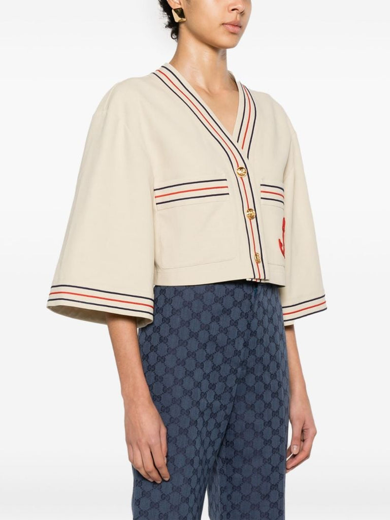 Neutral Stripe Cotton Linen Cardigan