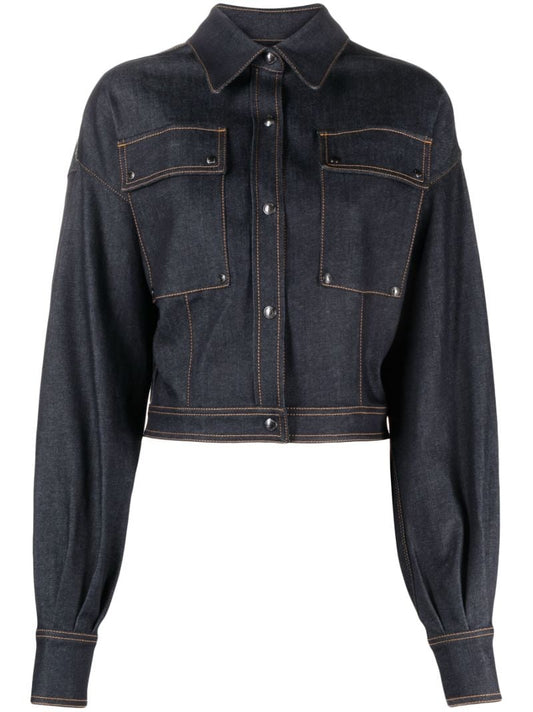 Blue Cropped Denim Jacket