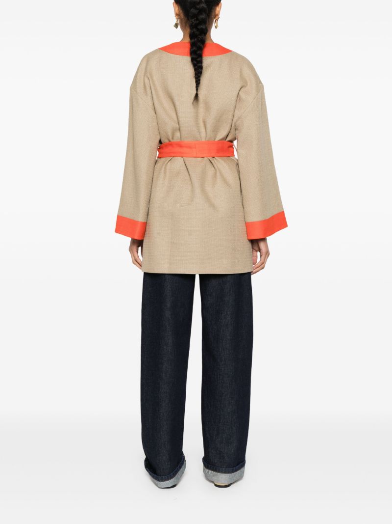 Neutral Mid-length Linen Jacket