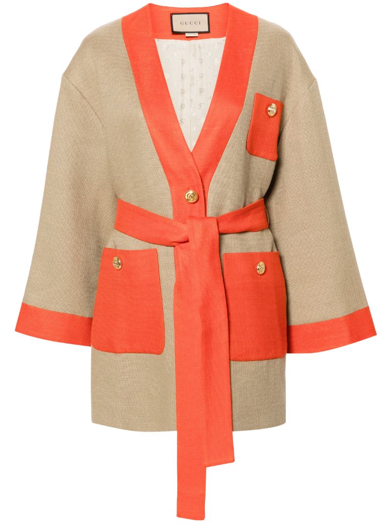 Neutral Mid-length Linen Jacket