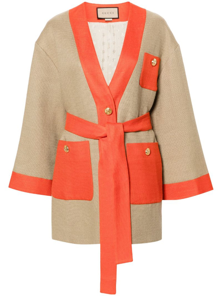 Neutral Mid-length Linen Jacket