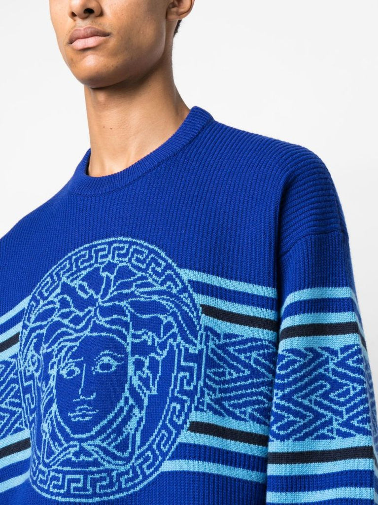 Blue Medusa Virgin Wool Sweater