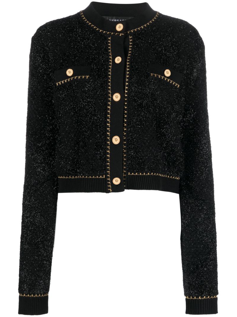 Black Medusa Lurex Tweed Cardigan