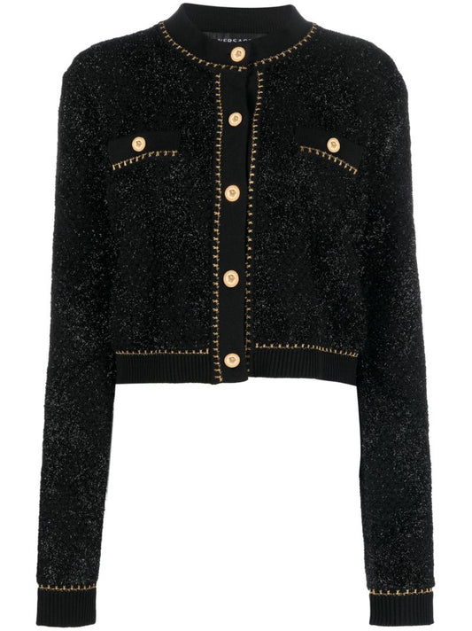 Black Medusa Lurex Tweed Cardigan