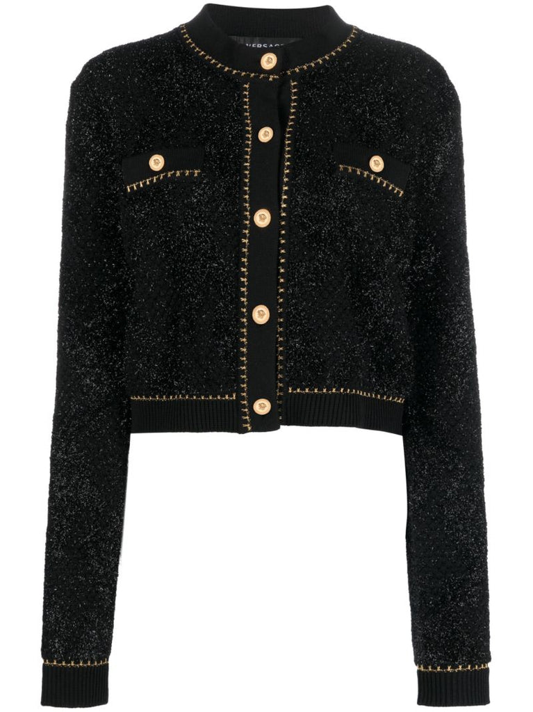 Black Medusa Lurex Tweed Cardigan