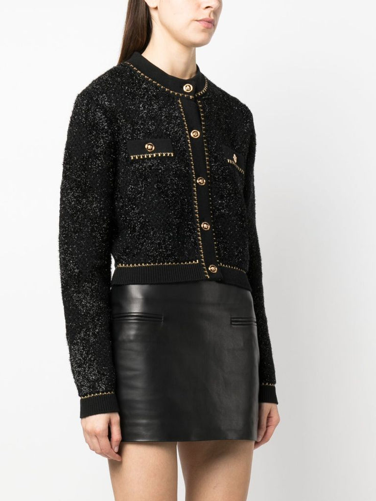 Black Medusa Lurex Tweed Cardigan