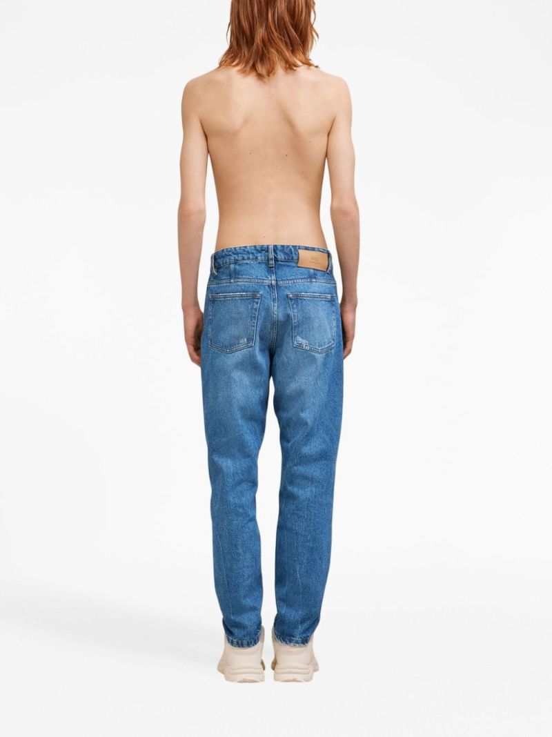 Blue Mid-rise Tapered Jeans