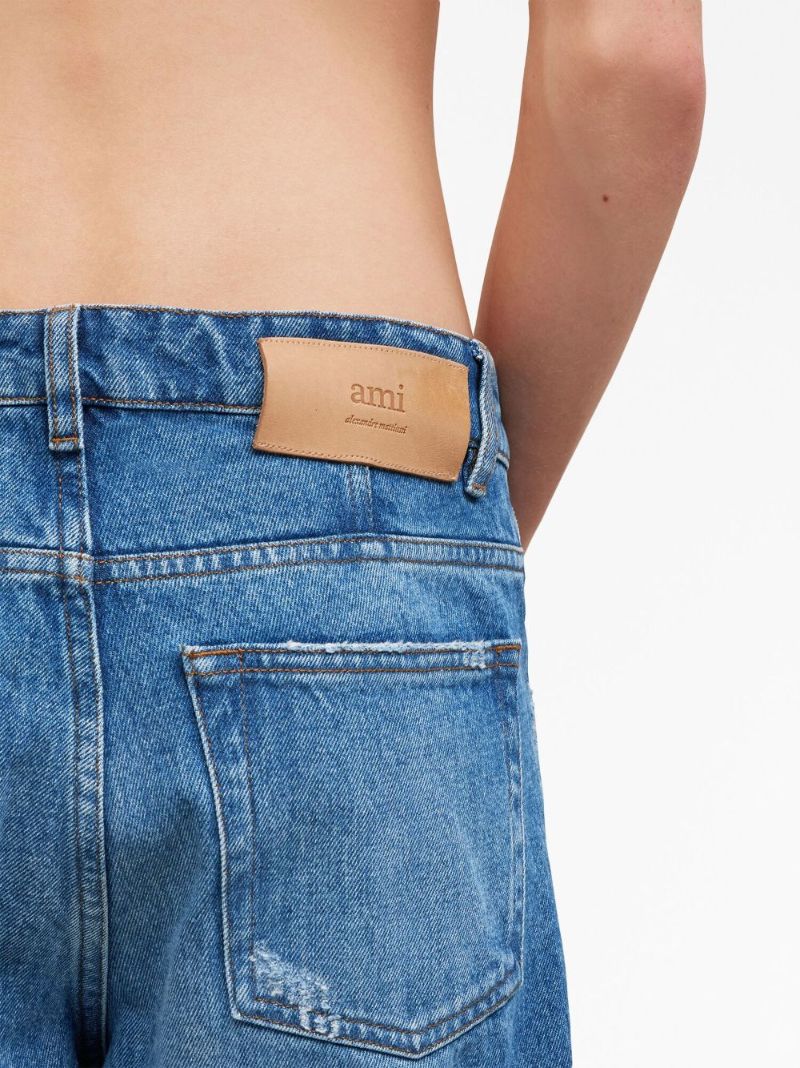 Blue Mid-rise Tapered Jeans