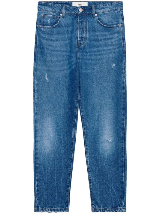 Blue Mid-rise Tapered Jeans